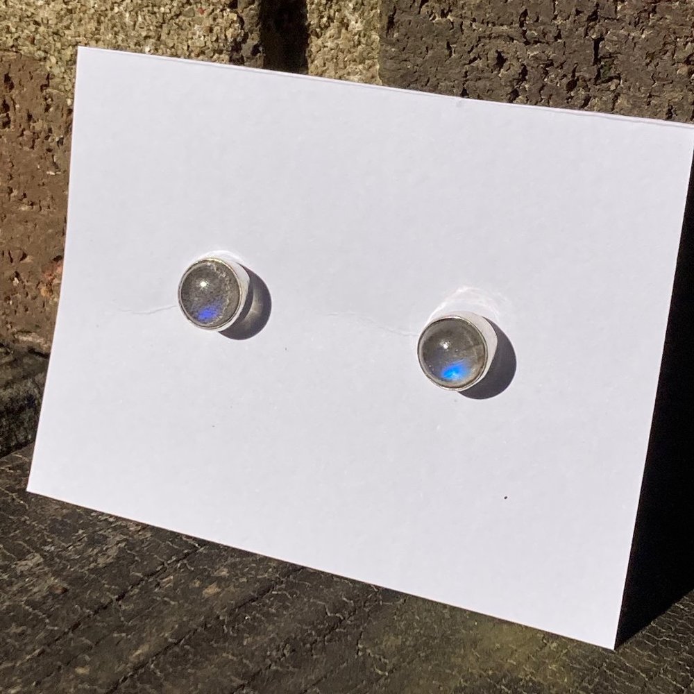 Sterling Silver and Labradorite Stud Earrings